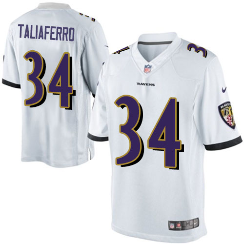 Youth Elite Lorenzo Taliaferro Nike Jersey White Road - #34 NFL Baltimore Ravens